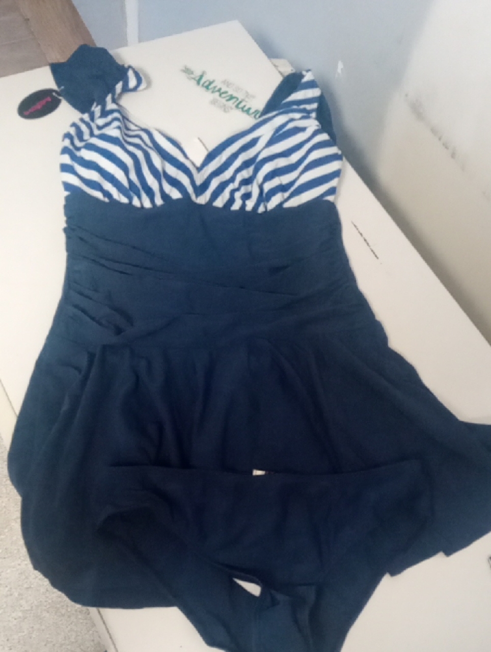 Navy And White Avidlove 2 Piece Swim dress Sz XL
